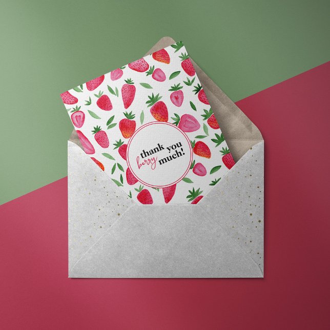 Cute watercolor strawberries pattern thank you (Creator Uploaded)