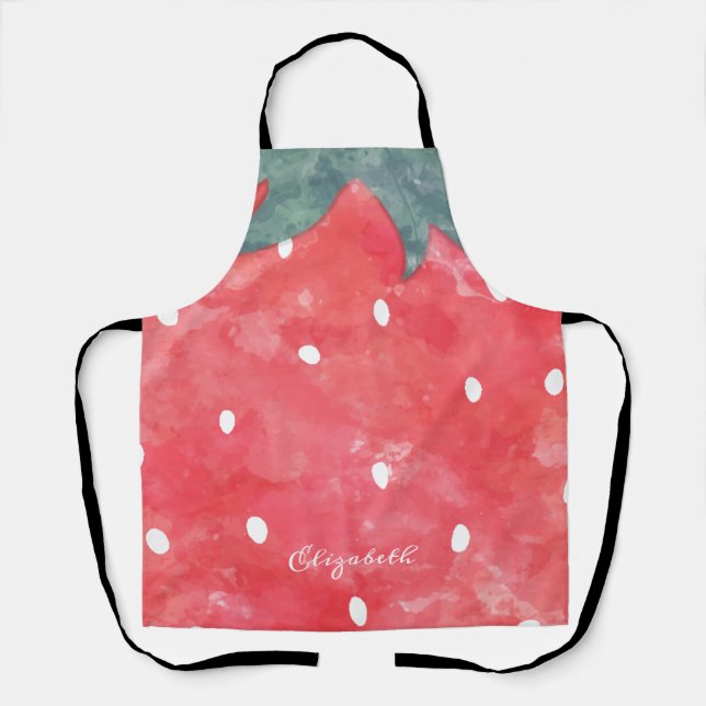 Cute Watercolor Strawberry    Apron (Front)
