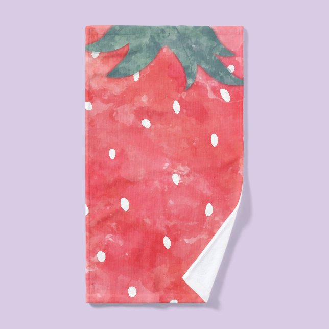 Cute Watercolor Strawberry   Bath Towel Set (Hand Towel)