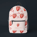 Cute Watercolor Strawberry Bow Coquette Pattern Printed Backpack<br><div class="desc">This cute watercolor strawberry bow coquette pattern backpack is perfect for women, girls, and kids who adore sweet, feminine, and vintage-inspired designs. Featuring strawberries, dainty pink bows, and soft pastel tones, it beautifully blends romantic charm with playful elegance. The whimsical coquette aesthetic brings a flirty, stylish vibe that's both eye-catching...</div>