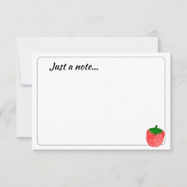 Cute Watercolor Strawberry Custom Just a Note Card (Front)