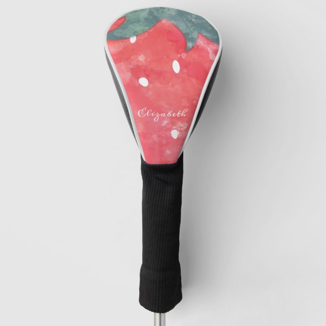 Cute Watercolor Strawberry   Golf Head Cover (Front)