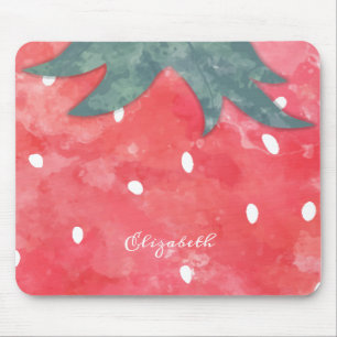 Cute Watercolor Strawberry  Mouse Mat