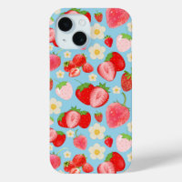 Cute Watercolor Strawberry Seamless Pattern
