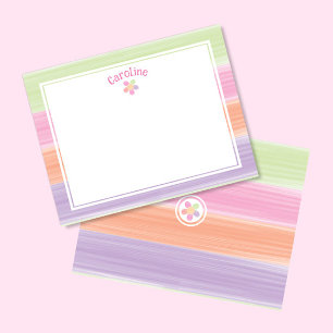 Cute Watercolor Stripes Flower Easter Spring Card