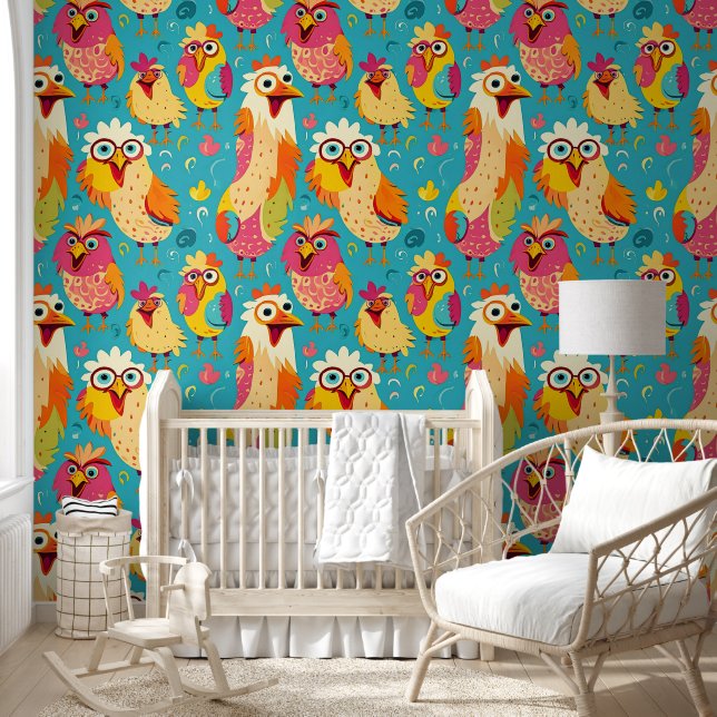 Cute Watercolor Style Chickens Wallpaper (Kids)