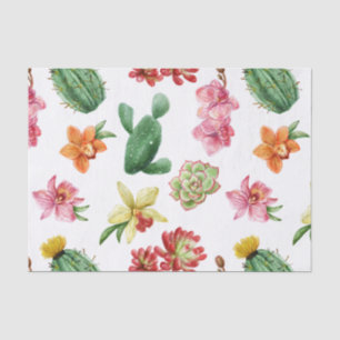 Cute Watercolor Succulent hand drawn pattern Tissue Paper