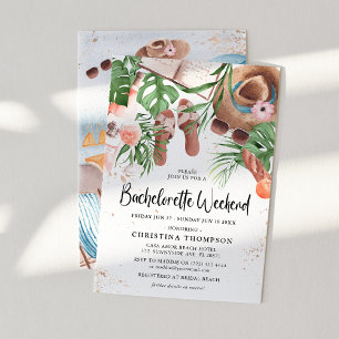 Cute Watercolor Summer Bachelorette Party Weekend Invitation