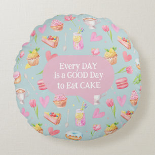 Cute Watercolor Sweets Round Cushion