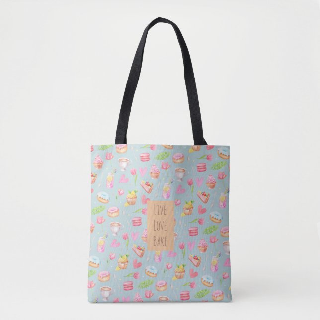 Cute Watercolor Sweets Tote Bag (Front)