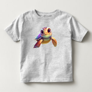 Cute Watercolor Swimming Kids Baby Purple Turtle Toddler T-Shirt