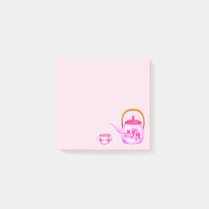 Cute watercolor teapot colourful girl's post-it notes