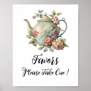 Cute Watercolor Teapot Favours Sign