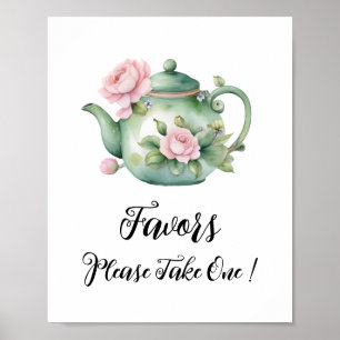 Cute Watercolor Teapot Favours Sign