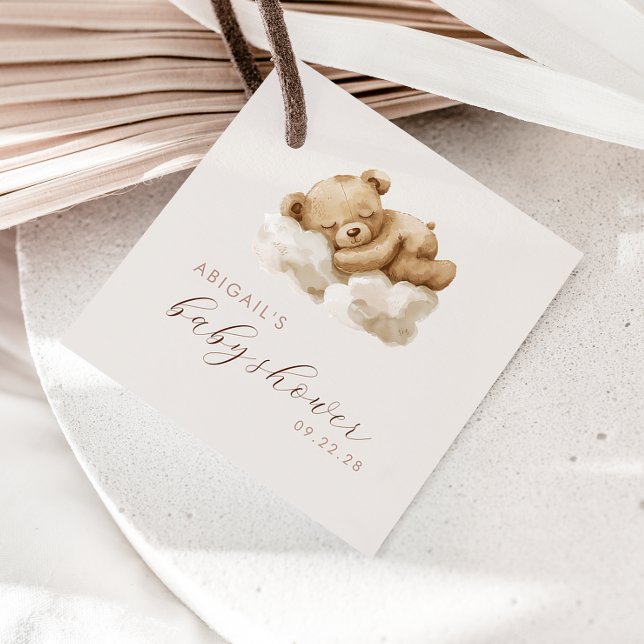 Cute Watercolor Teddy Bear Baby Shower Favour Tags (Creator Uploaded)