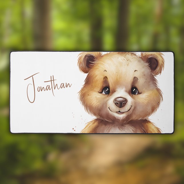 Cute Watercolor Teddy Bear Desk Mat (Creator Uploaded)