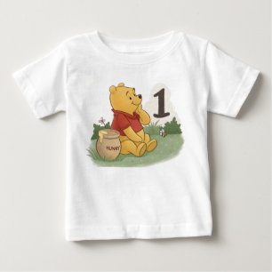 Cute Watercolor Teddy Bear First Birthday Baby T-Shirt