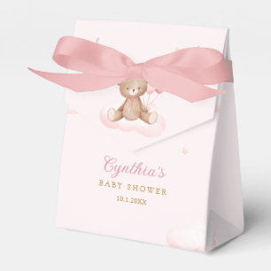 Cute Watercolor Teddy Bear Girl Baby Shower Favour Box