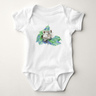 Cute Watercolor Teddy Bear Hamster Pet Animal Art Baby Bodysuit