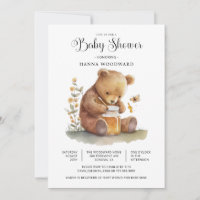 Cute Watercolor Teddy Bear Honey Pot Baby Shower