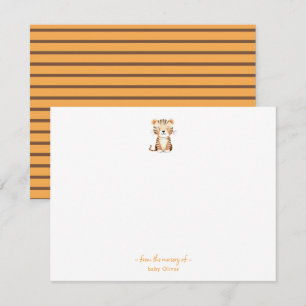 Cute watercolor Tiger Baby boy   Thank You Card