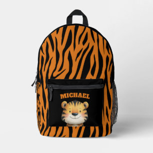 Cute Watercolor Tiger Cub Stripe Pattern Name  Printed Backpack