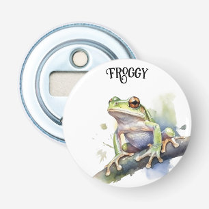 Cute Watercolor Tree Frog, custom Bottle Opener