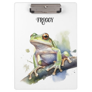 Cute Watercolor Tree Frog, custom Clipboard