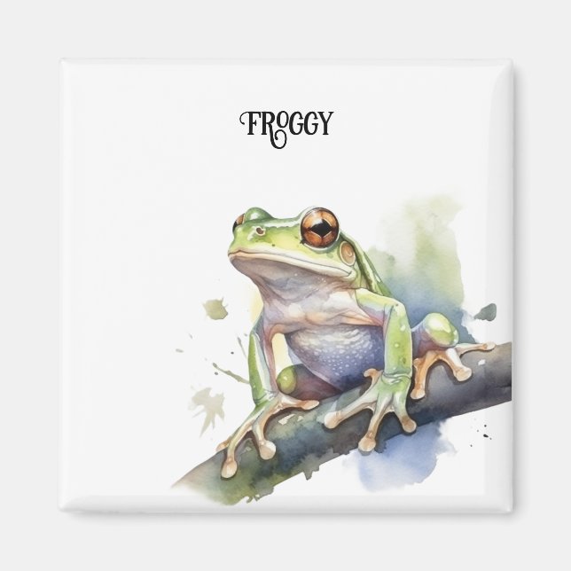 Cute Watercolor Tree Frog, custom Magnet (Front)