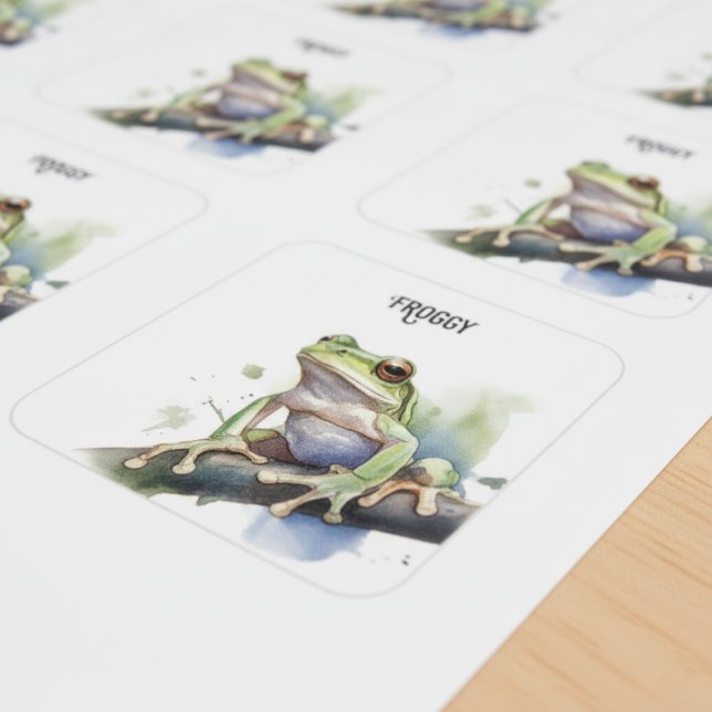 Cute Watercolor Tree Frog, custom Square Sticker (Creator Uploaded)