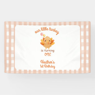 Cute Watercolor Turkey 1st Birthday Banner
