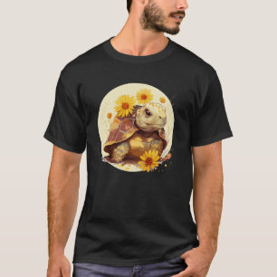 Cute Watercolor Turtle Sulcata Tortoise Sunflower T-Shirt