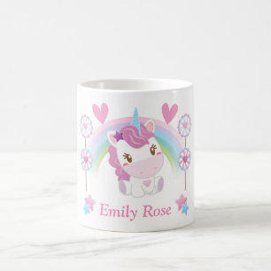 Cute Watercolor Unicorn and Rainbow  Coffee Mug