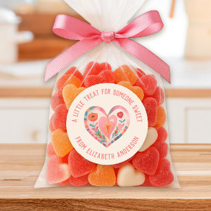 Cute Watercolor Valentine Heart Sweet Treat Classic Round Sticker