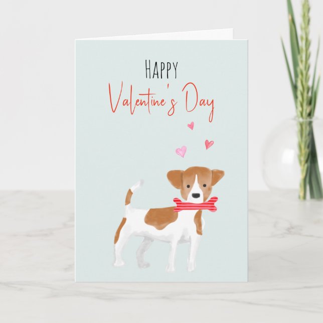 Cute Watercolor Valentines Dog Holiday Card (Front)