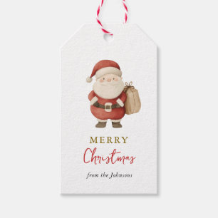 Cute watercolor Vintage Santa Christmas  Gift Tags