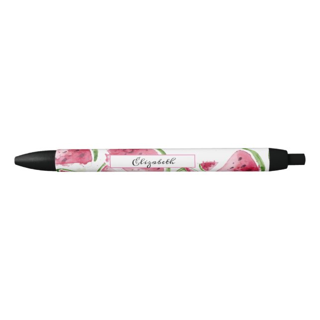Cute Watercolor Watermelon  Black Ink Pen (Front)