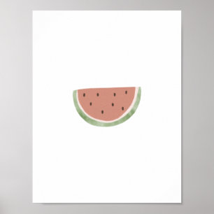Cute Watercolor Watermelon Fruit Nursery Poster
