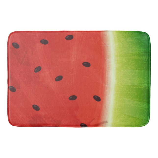 Cute Watercolor Watermelon Giant funny slice Bath Mat (Front)