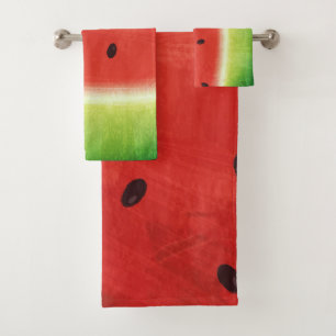 Cute Watercolor Watermelon Giant funny slice Bath Towel Set