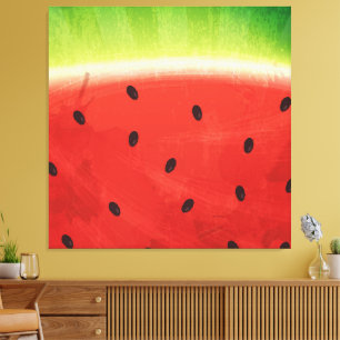 Cute Watercolor Watermelon Giant funny slice Canvas Print