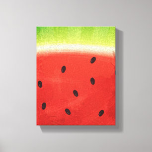 Cute Watercolor Watermelon Giant funny slice Canvas Print