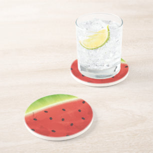 Cute Watercolor Watermelon Giant funny slice Coaster
