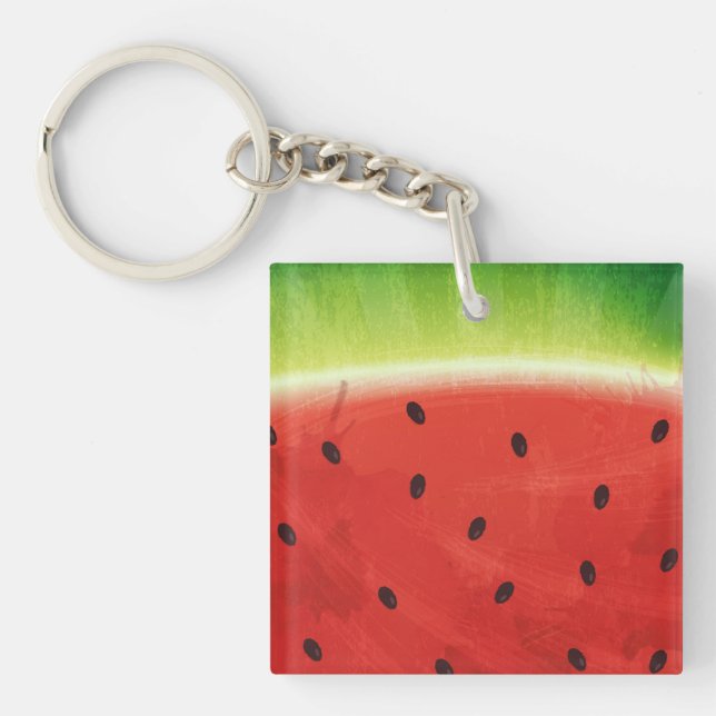 Cute Watercolor Watermelon Giant funny slice Key Ring (Front)