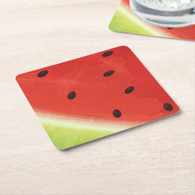 Cute Watercolor Watermelon Giant funny slice Paper Coaster (Angled)