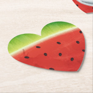 Cute Watercolor Watermelon Giant funny slice Paper Coaster