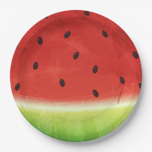 Cute Watercolor Watermelon Giant funny slice Paper Plate