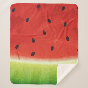 Cute Watercolor Watermelon Giant funny slice Sherpa Blanket