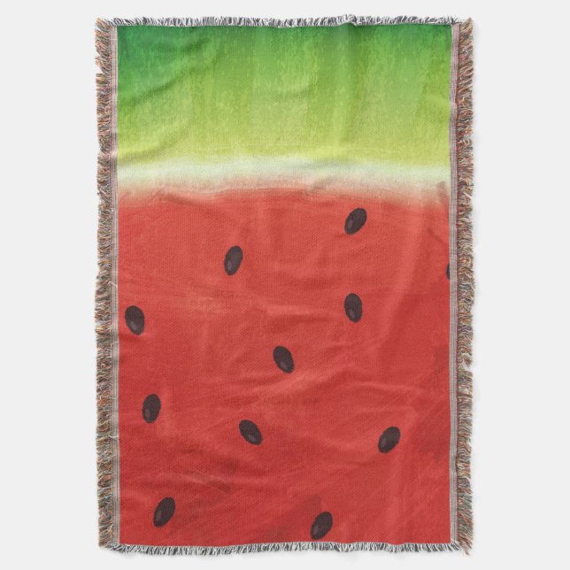 Cute Watercolor Watermelon Giant funny slice Throw Blanket (Front Vertical)