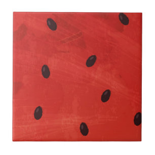 Cute Watercolor Watermelon Giant funny slice Tile